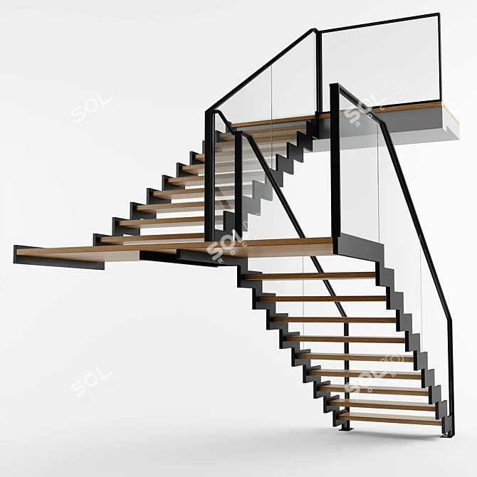 Modern Interior Stair 09: Stylish and Functional 3D model image 5