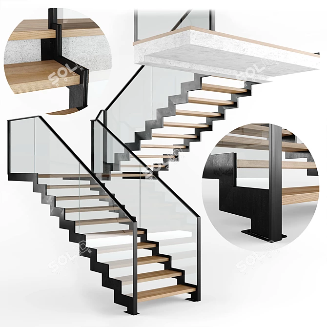 Modern Interior Stair 09: Stylish and Functional 3D model image 8