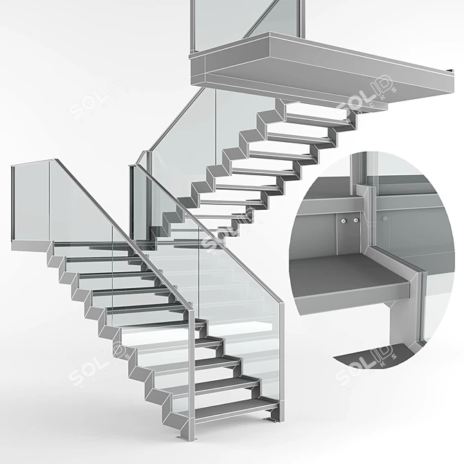 Modern Interior Stair 09: Stylish and Functional 3D model image 13