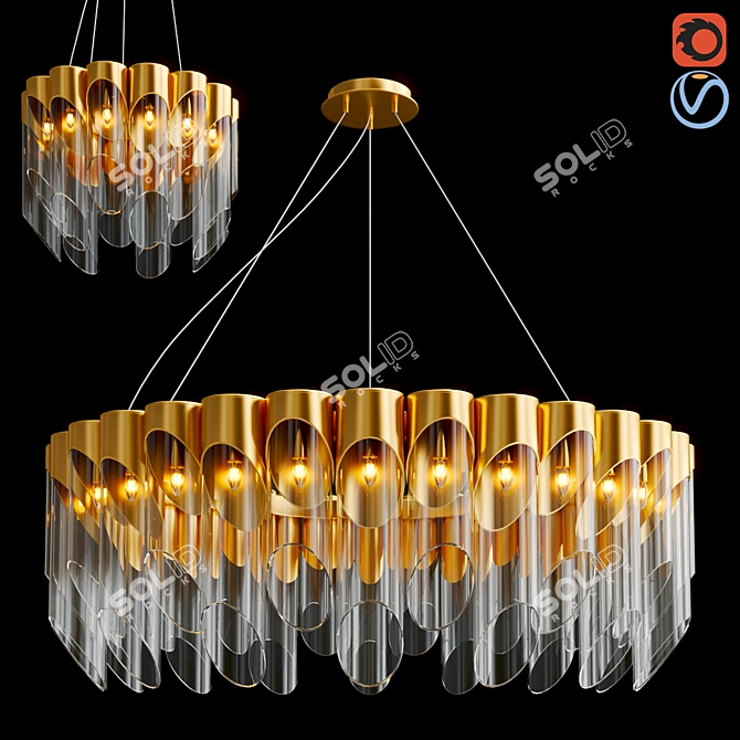 Bamboo Elegance Suspended Lamp 3D model image 1