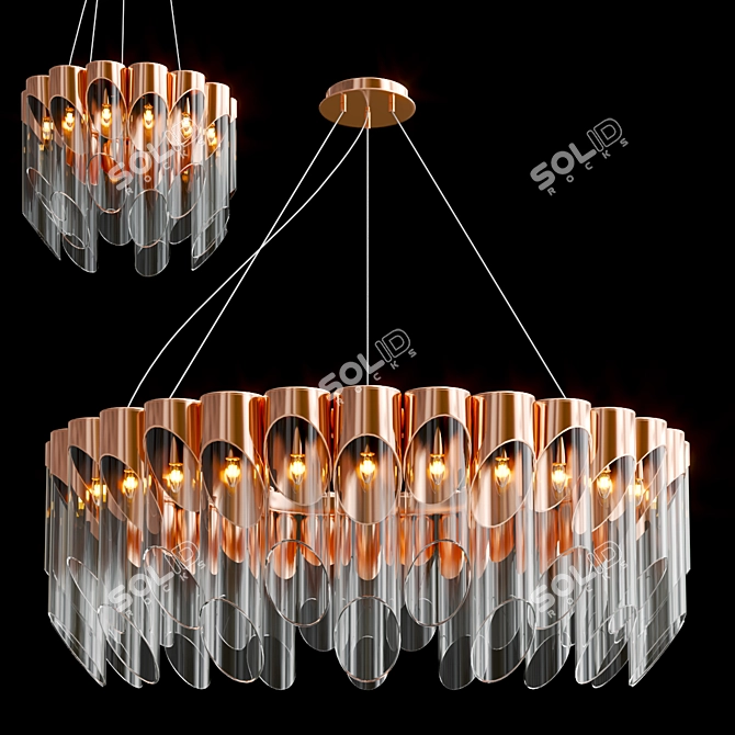 Bamboo Elegance Suspended Lamp 3D model image 3