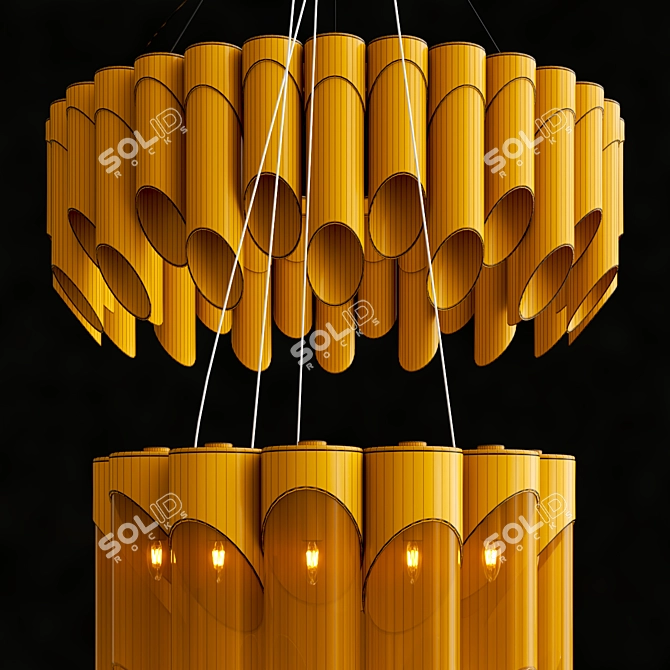 Bamboo Elegance Suspended Lamp 3D model image 4