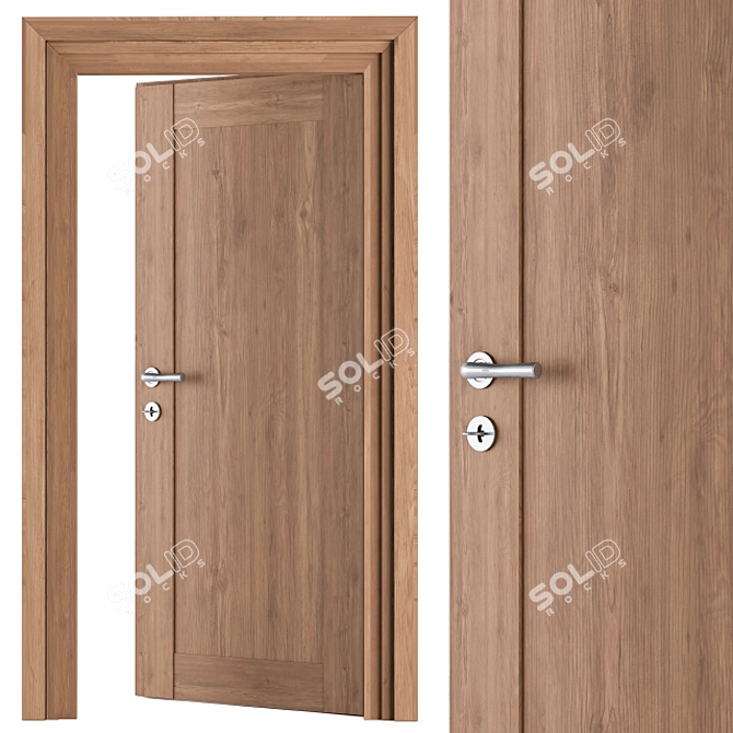 Sleek Wood & Steel Door Set 3D model image 4