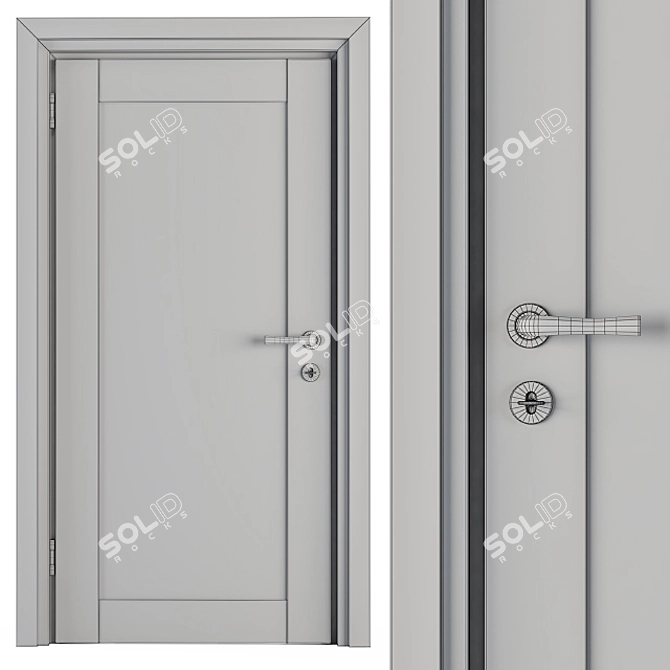 Sleek Wood & Steel Door Set 3D model image 5