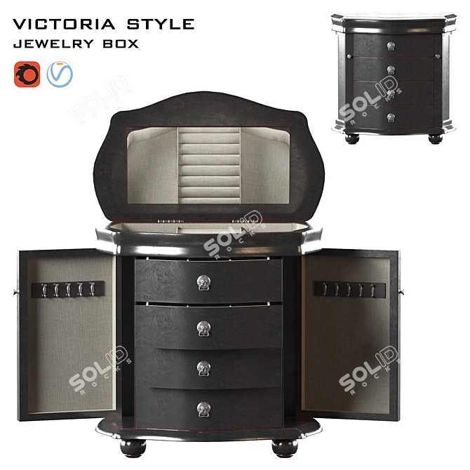Elegant Victoria Stand Jewelry Box 3D model image 1