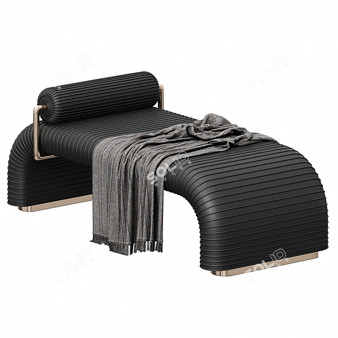 Luxury Graphite Leather Daybed 3D model image 2