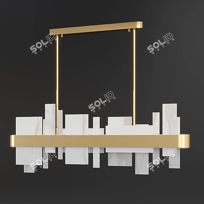 Elegant Amelie Oval Chandelier 3D model image 2