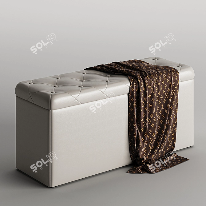 Contemporary Faux Leather Hoff Pouf 3D model image 2