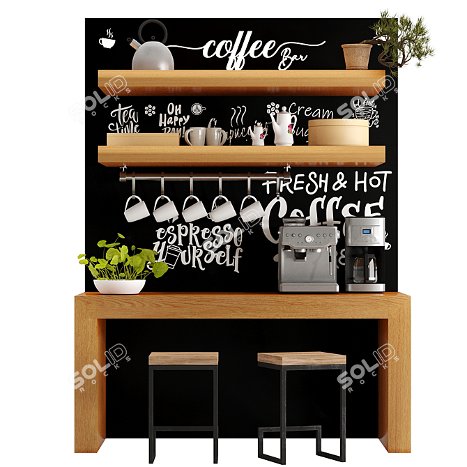 Ultimate Coffee Bar and Plant Combo 3D model image 1