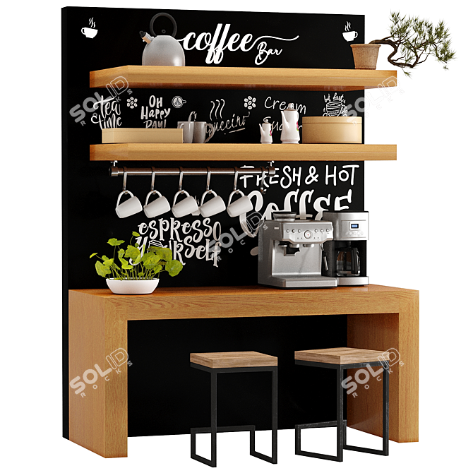 Ultimate Coffee Bar and Plant Combo 3D model image 2