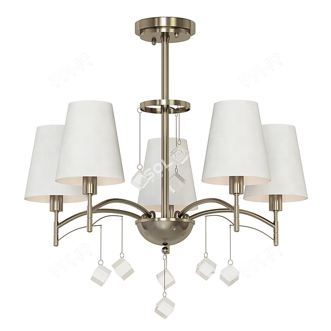 Vintage Brass & White Ceiling Chandelier 3D model image 1