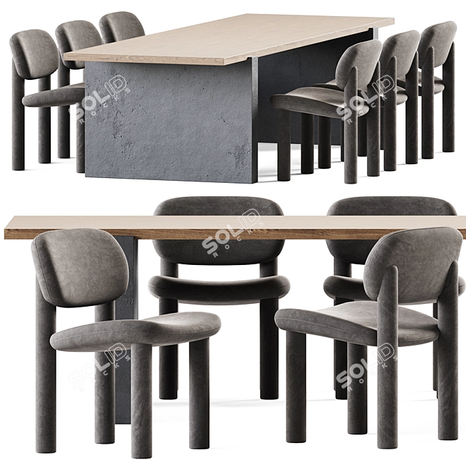Modern Accademia Table and Tottori Chair 3D model image 1