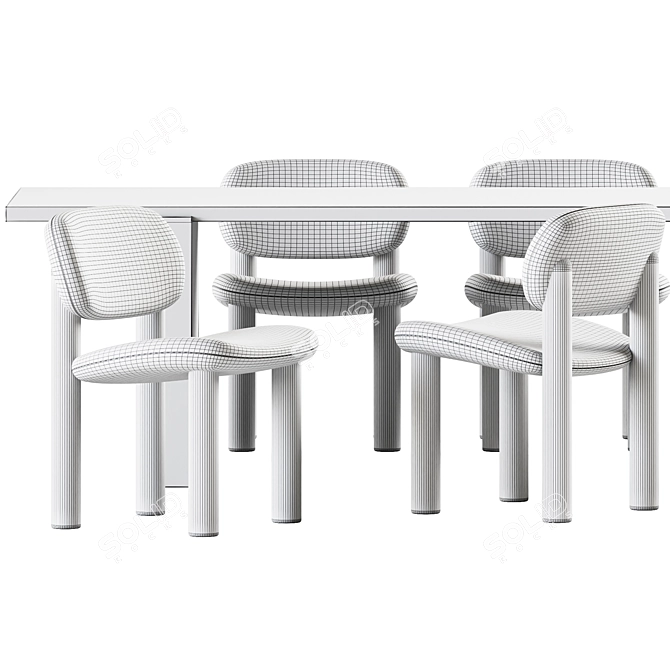 Modern Accademia Table and Tottori Chair 3D model image 2