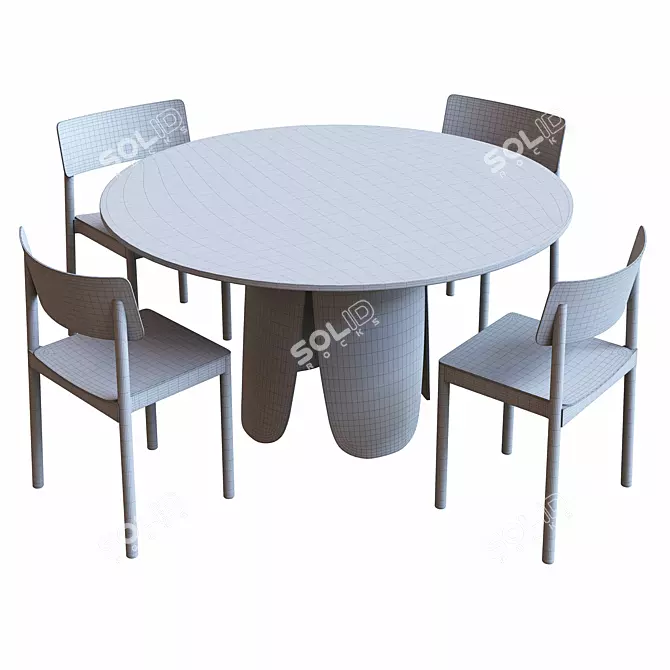 Modish Peyote Table & Tune Chair Dining Set 3D model image 6