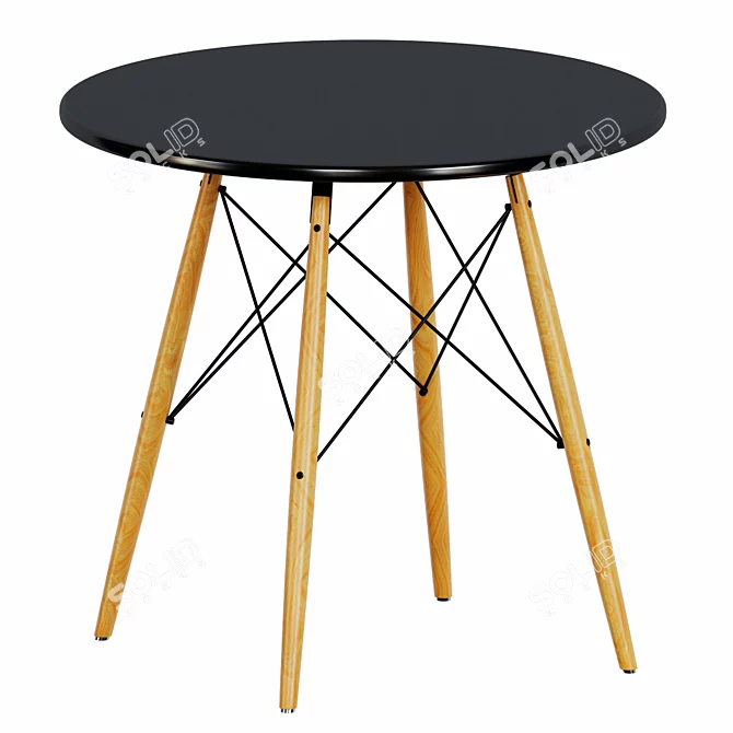 Yves 80 Black Sit and Table 3D model image 1