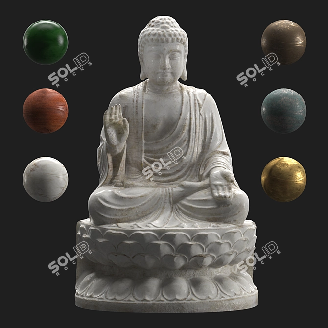 Enlightened Buddha Statue 3D model image 4