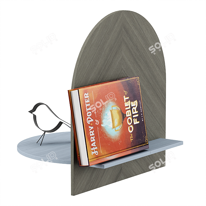 ALBA L Herringbone Bedside Shelf - Decorative Wood Bookshelf for Bedroom 3D model image 2