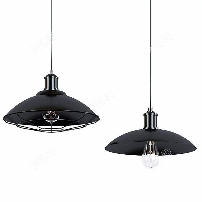 Retro Black Metal Chandelier: Wholesale Industrial Loft Iron Lamp 3D model image 1