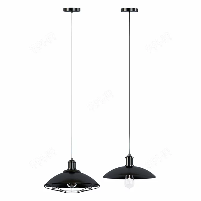Retro Black Metal Chandelier: Wholesale Industrial Loft Iron Lamp 3D model image 2