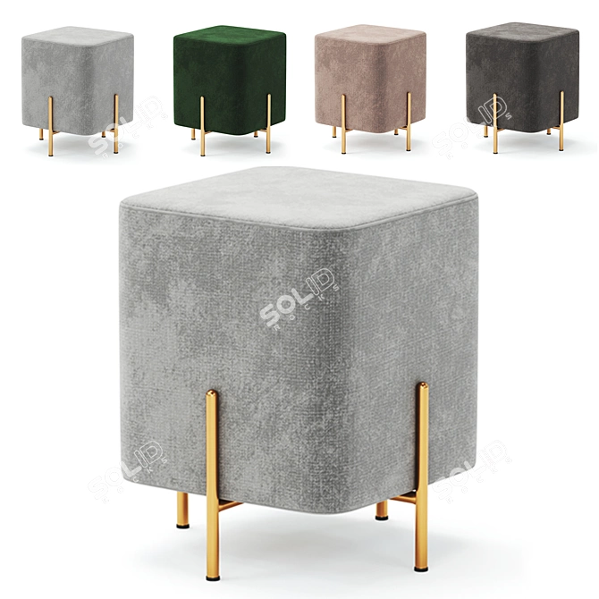 Modern Gold Stool CORNO 3D model image 1