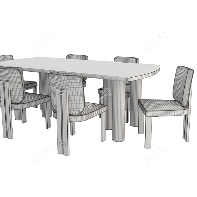 Elegant Throop Table & Chairs 3D model image 3