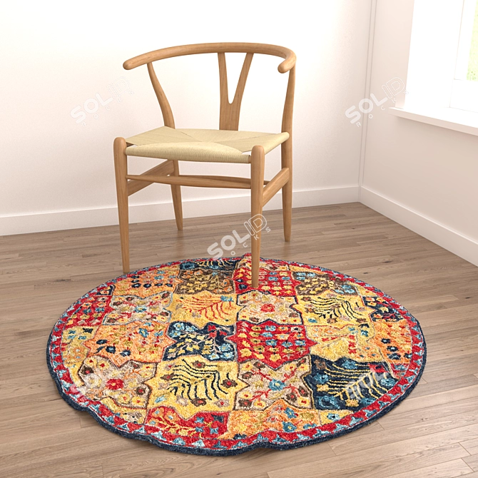 Versatile Round Rug Set: 6 Stunning Options for Close-Up and Wide Shots 3D model image 2