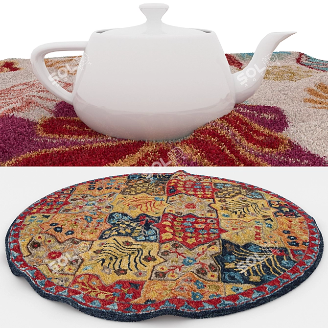 Versatile Round Rug Set: 6 Stunning Options for Close-Up and Wide Shots 3D model image 4