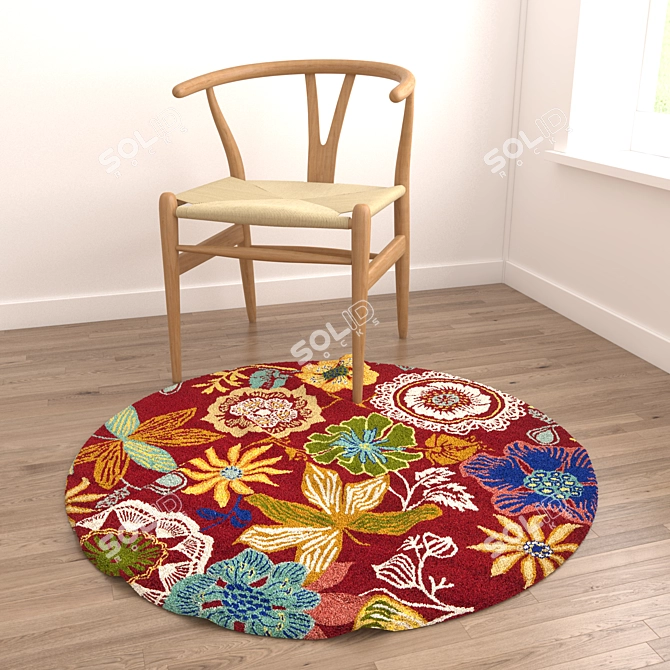 Versatile Round Rug Set: 6 Stunning Options for Close-Up and Wide Shots 3D model image 6