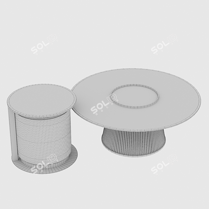 Modern Ottoman and Coffee Table Set 3D model image 3