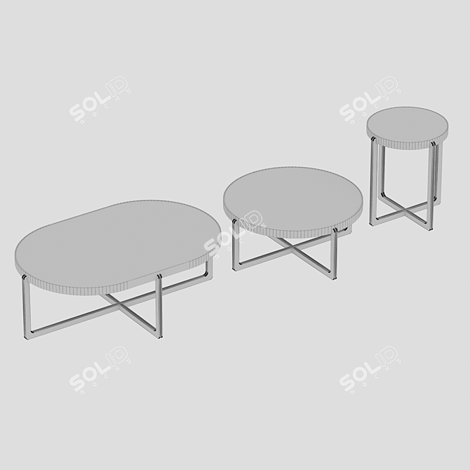 Elegant Grigio Londra Coffee Table Set 3D model image 2