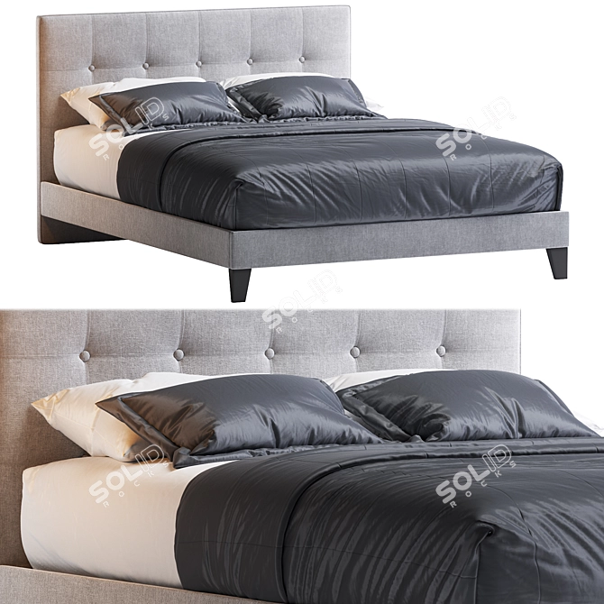 Laval Button Tufted Upholstered Bed 3D model image 1