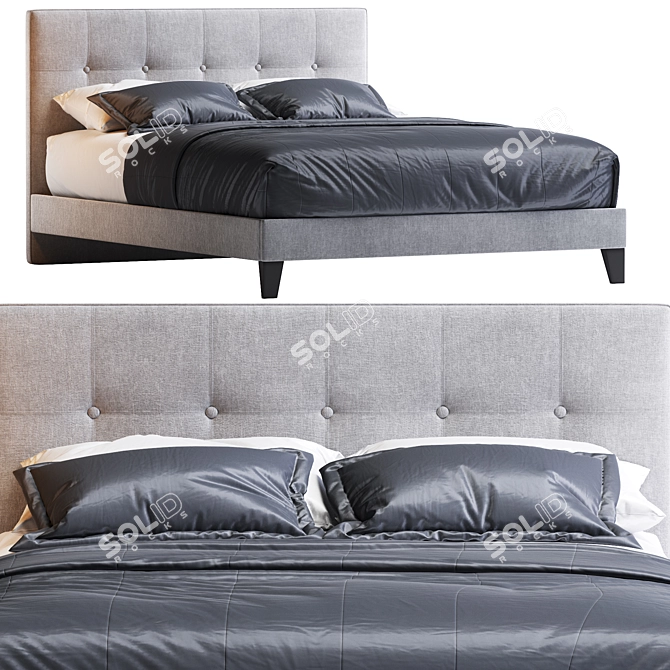 Laval Button Tufted Upholstered Bed 3D model image 2