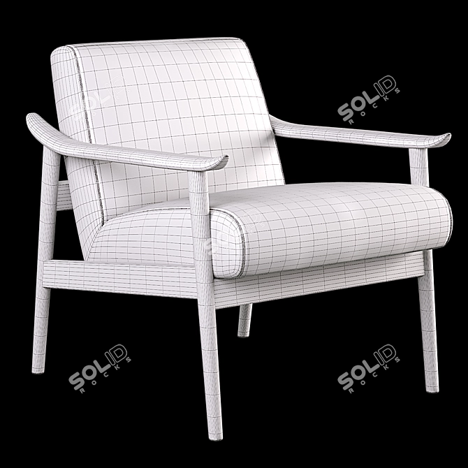 Mid-Century Show Wood Leather Chair 3D model image 3