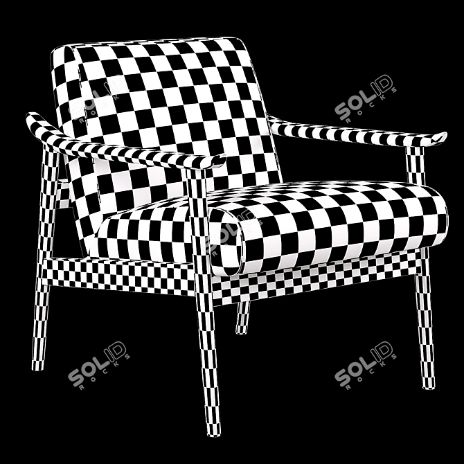Mid-Century Show Wood Leather Chair 3D model image 4