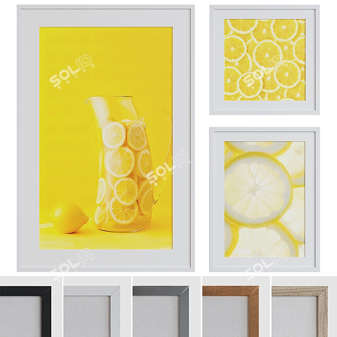 Modern Lemonade Picture Frame Set 3D model image 1