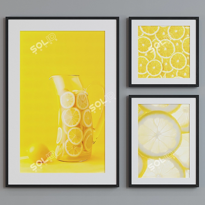 Modern Lemonade Picture Frame Set 3D model image 2