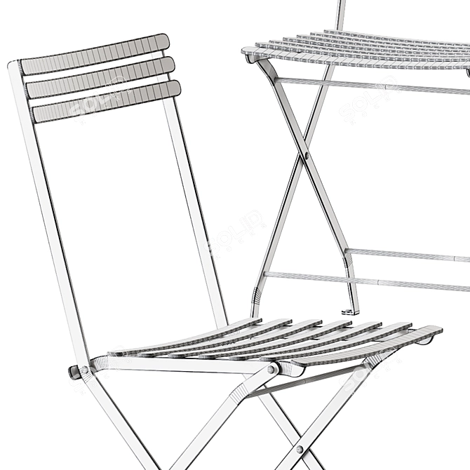 Elegant Flower Folding Chair 3D model image 4