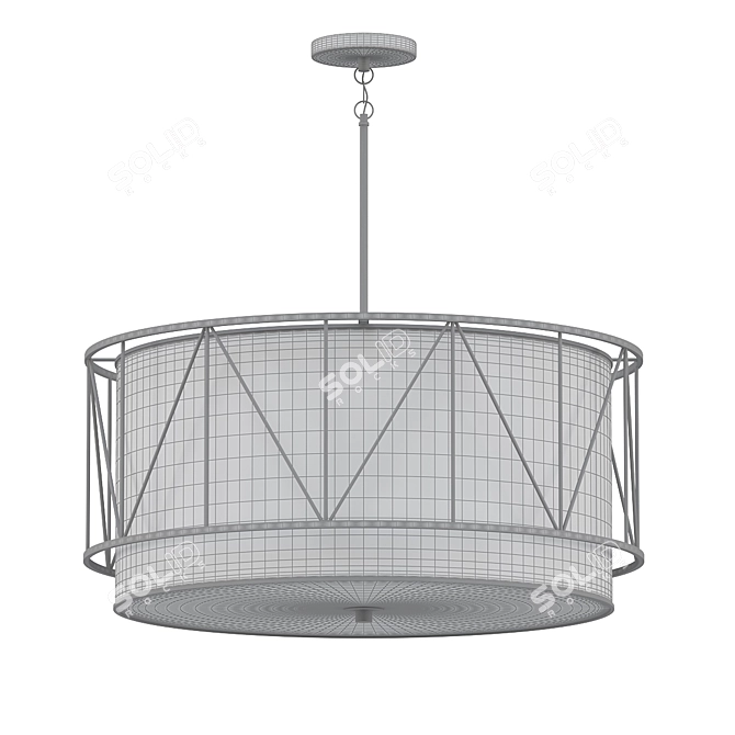 Geometric Black & White Chandelier 3D model image 2
