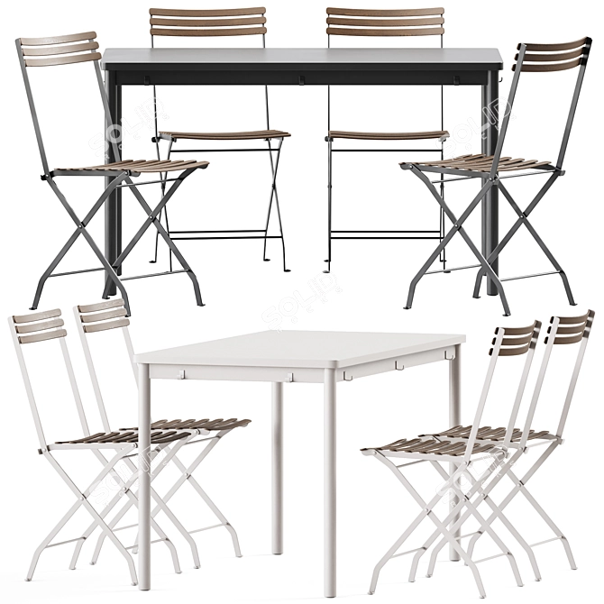 Stylish Tommaryd Table & Flower Folding Chair Set 3D model image 1