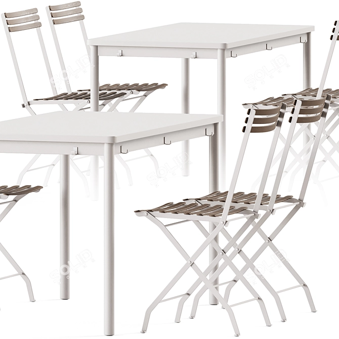 Stylish Tommaryd Table & Flower Folding Chair Set 3D model image 2