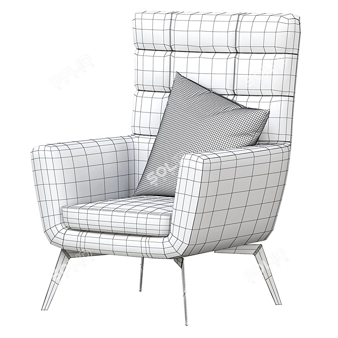 Sleek Steel Chair 3D model image 7