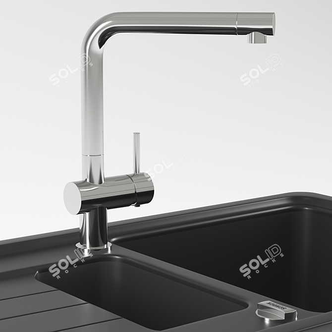 Quartz Composite Sink & L-Shaped Faucet 3D model image 5