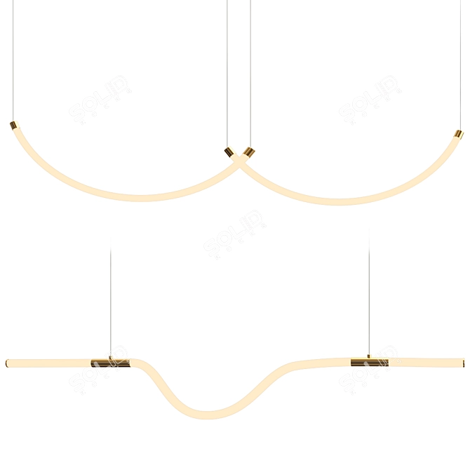 Sleek Zigzag LED Chandelier 3D model image 6