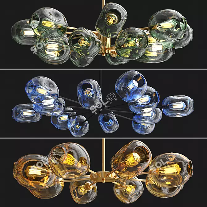 Elegant Crystal Chandelier - 3 Light 3D model image 2