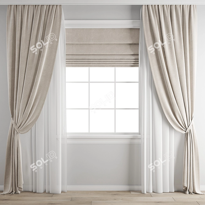 Polygonal Curtain Model - High Quality! 3D model image 1