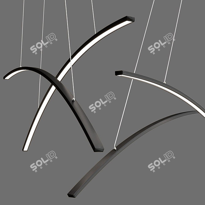 Modern LED Linear Suspension 3D model image 2