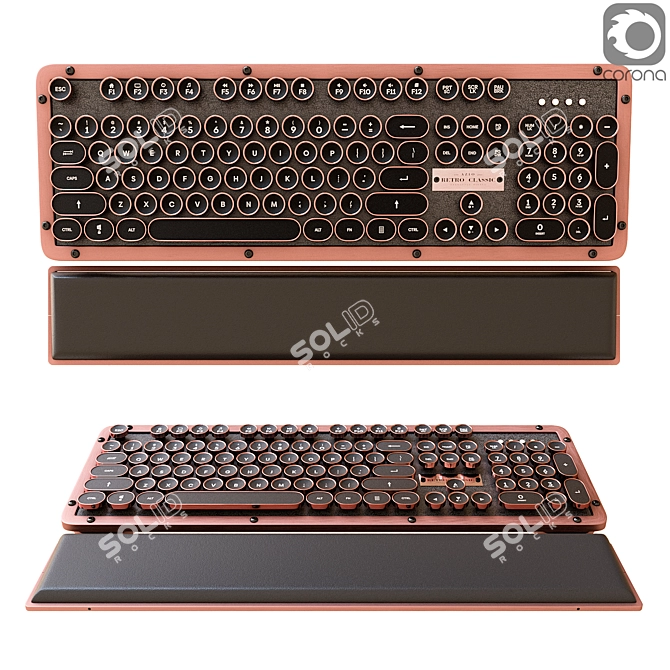 Vintage Inspired AZIO Retro Keyboard Set 3D model image 1