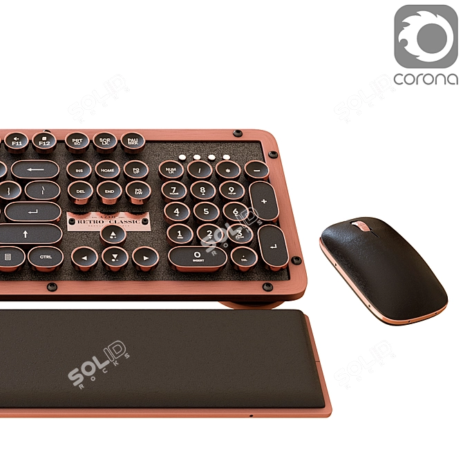 Vintage Inspired AZIO Retro Keyboard Set 3D model image 3