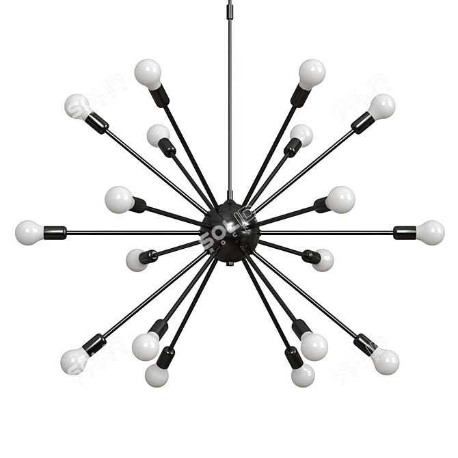 Sleek Sputnik Chandelier | Atomic 18 3D model image 2