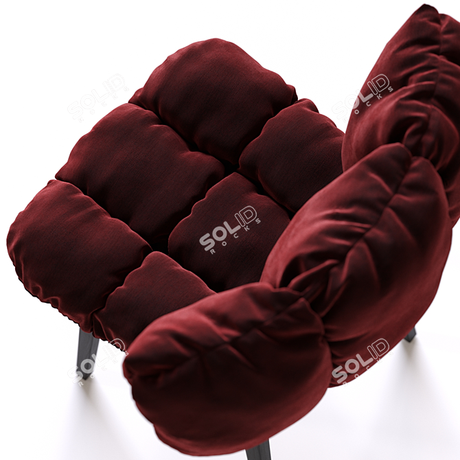 Luxurious Blue Velvet Armchair 3D model image 2